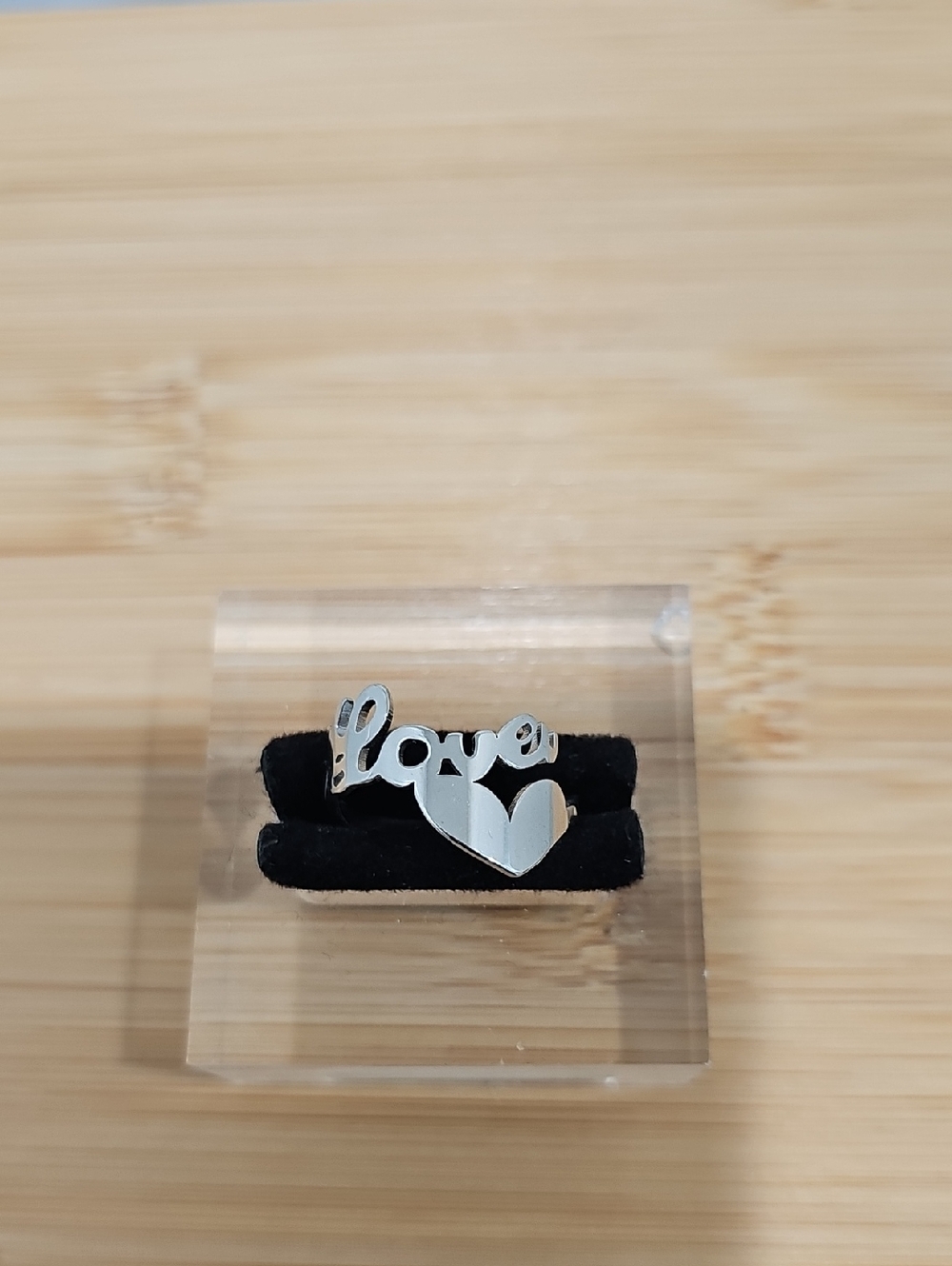 Silver 'Love' Heart Script Ring - Women Accessories